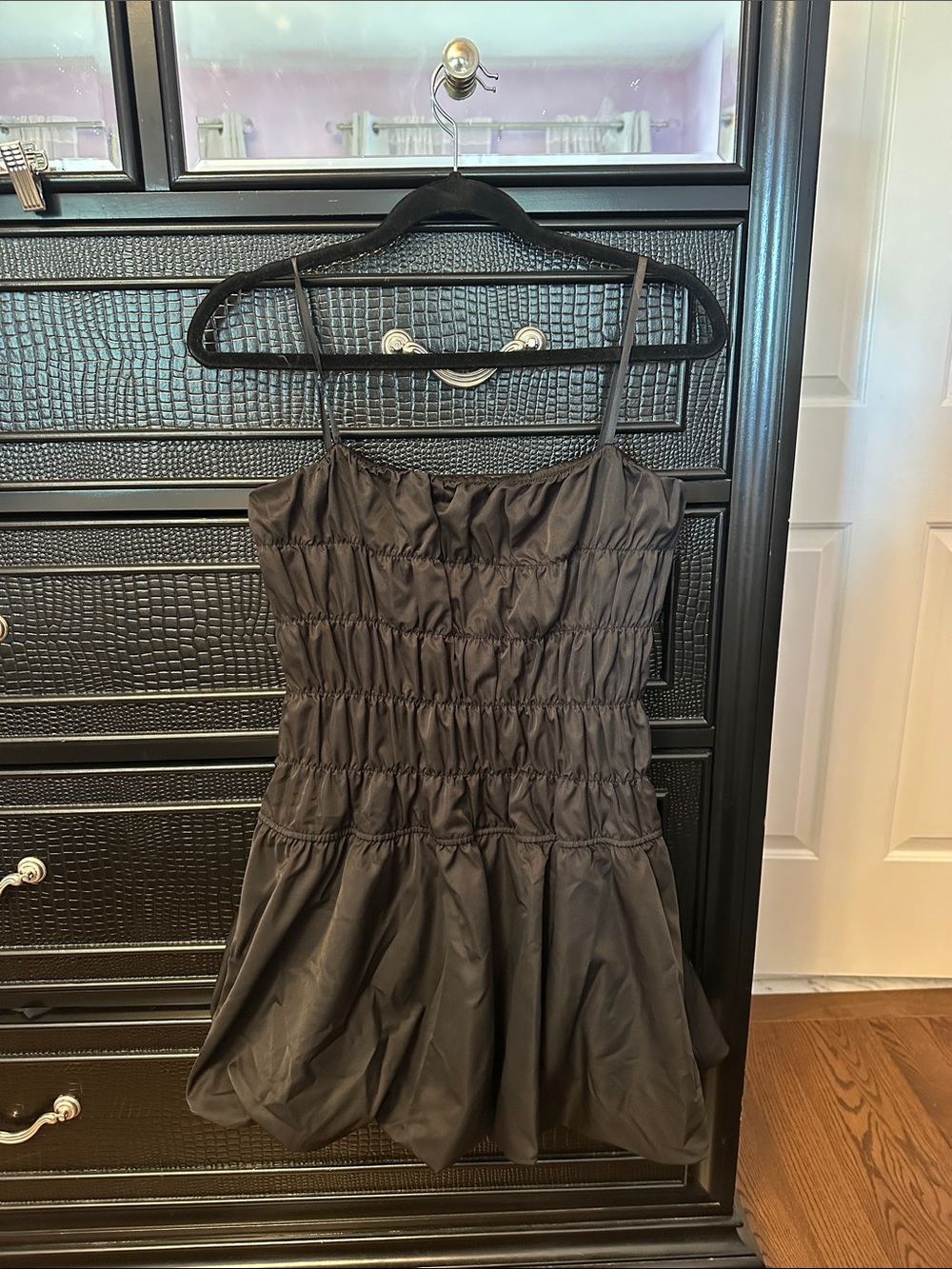 KLESIS- Black Smocked Mini Dress
